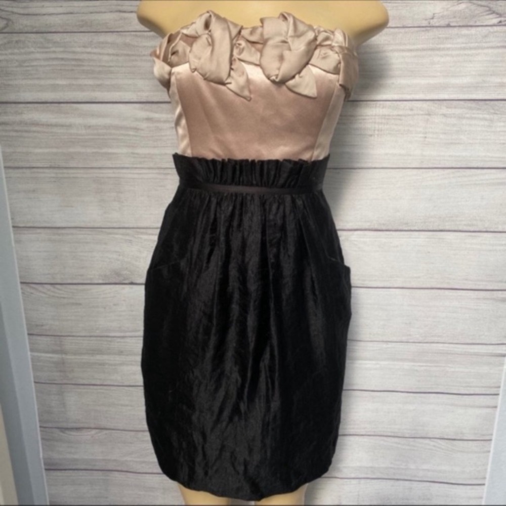 Bcbg Strapless Dress | champagne & black | Size 6